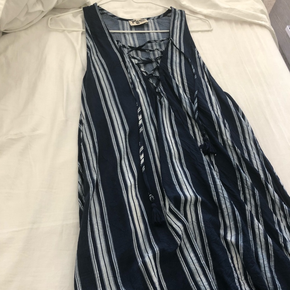 Show Me Your Mumu Small Blue White Striped Dress